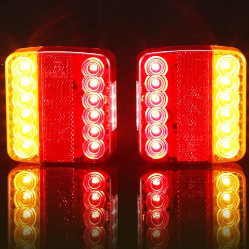 ETUKER 2x Anhänger Rückleuchten Led 5Funktion 12/24v anhänger beleuchtung led Rücklicht Wasserdicht