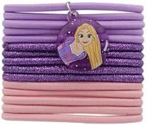 DISNEY – Lot de 15 Élastiques Épais Fantaisie Pailletés – Charme Aléatoire Raiponce ou Ariel – Cheveux Courts et Fins – Haute Tenue – Accessoire Coiffure Enfant Fille - Produit Officiel Disney