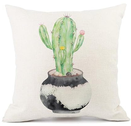 Kissenbezug 40X40 Kaktus Kissenhülle Leinen Kissenbezüge Sofakissen Dekokissen Deko Kissenhüllen Wohnzimmer,Outdoor Kissen Mit Reißverschluss