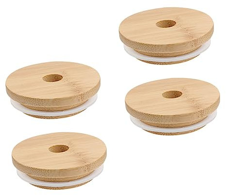 COLLBATH 4 Stücke Glas Deckel Über Nacht Hafer Gläser Einmachen Deckel Loch Für Smoothie Tasse Becher Saft Tasse