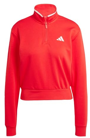 adidas Women's Essentials Color Pop French Terry Crop Quarter-Zip Originals Jacke Pure Ruby XS