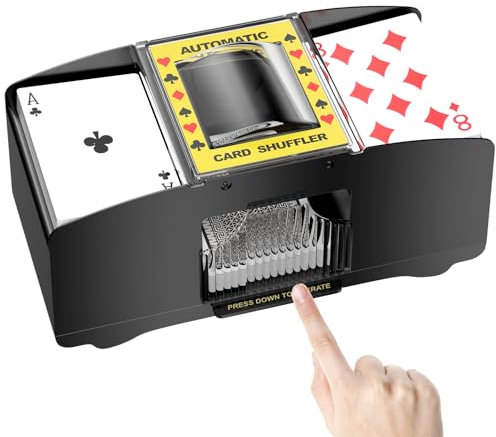 Fousenuk Kartenmischmaschine Elektrische, Mischmaschine für 2 Decks, Kartenmischer, Karten Mischautomat, Card Shuffler, Kartenmischgerät, Mischelmaschiene für UNO, Poker, Texas Hold Em, Blackjack