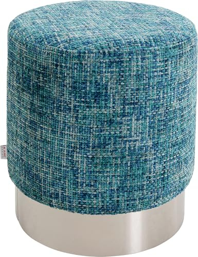 Kare Design Hocker Berry High, Silber/Hellblau, Ø39cm, Sitzhocker, Rund, Minimalistich, Pflegeleicht, Flur