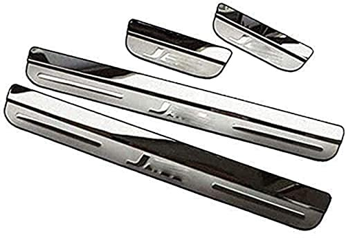 AABBDxJ 4 Stück Edelstahl-Auto-Türschwellenschwellen, für Hon-da Jazz 2008–2017, rutschfeste Trittplatten, Schwellenschutz, Styling-Dekor-Zubehör, Willkommens-Pedalstreifen.
