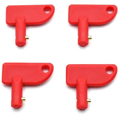 4Pcs Battery Isolator Switch Keys Red Battery Isolator Key Car Battery Cut Off Switch Keys for Car Boat Modified Yacht