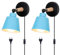 TOKIUS 2 Stücke Wandleuchten, Moderne Wandlampe aus Metall und Holz Deko E27 Fassung Verstellbarer Wandbeleuchtung Innen Wandlampe für Schlafzimmer Wohnzimmer Korridor (Blau, Mit Stecker Schalter)