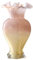 Barrimen Vase en verre rose – Vase en verre fait à la main avec dégradé de couleur rose crème et bord ondulé, vase décoratif élégant pour de nombreuses utilisations