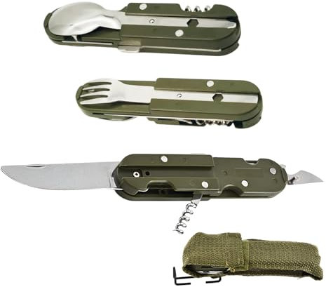 FortuneGlobe Set Di Posate Da Campeggio Pieghevoli,Set Di Posate Da Esterno Con Borsa Di Stoccaggio,Picnic In Campeggio E A Piedi