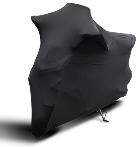 SIOXFN Motorrad Abdeckplane für BMW R 1200 RS 2015-2019, Elastisch Atmungsaktiv Weich Indoor Motorradabdeckung Staubdicht Motorradabdeckungen für Garage Motorrad Zeigen,A Black