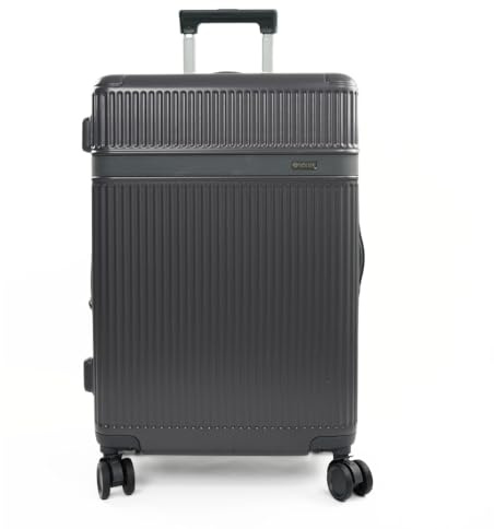 Solier Hartschalenkoffer – Reisetrolley mit 4 Rollen, Zahlenschloss und Teleskopgriff – Rollkoffer Hardcase Gepäck (dunkelgrau, 24' M)