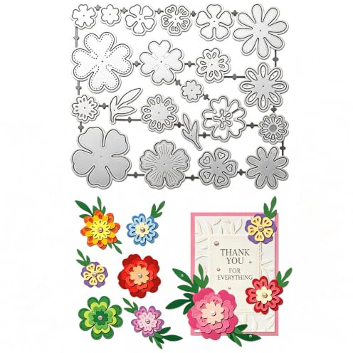 UNICRAFTALE 22 Stück Blumen Stanzschablonen Florale Prägevorlage Aus Kohlenstoffstahl Randhintergrund Metallstanzung Für Die Kartenherstellung DIY Scrapbooking