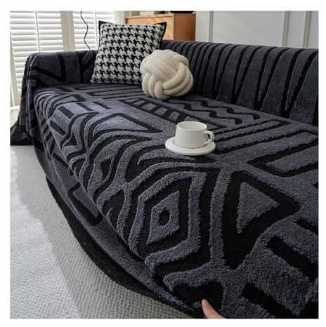 GGCYGG Sofa Überwurfdecke im Bohemian-Stil,Sofabezug,Dark Gray,180x260cm | Alle Jahreszeiten Geeignet,Weich und Bequem,Maschinenwaschbar, für 1 2 3 4 Sitzer Sofaüberwurf, für Familie Haustiere