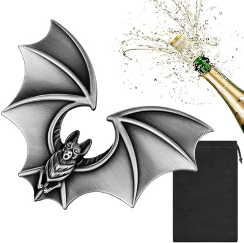 Abridor de botellas de cerveza de murciélago, decoraciones de Halloween, abridor de murciélagos de plata oscura, regalo para hombres y mujeres, accesorios de bar de cocina, regalos de cumpleaños