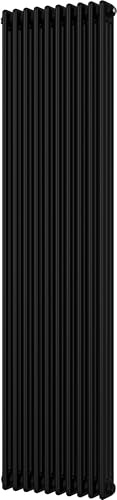 UK Radiators - Vertical Black Column Radiators - 3 Column High Heat Output for Central Heating - Durable Design with Elegant Finish - H1800mm x W465mm