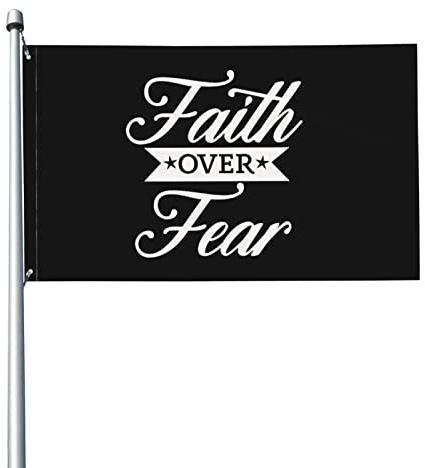 La Foi Sur La Peur Drapeaux Décoratif Drôle Garden Flag Durable Bannière Pour Balcon Pelouse Patio 90X150Cm