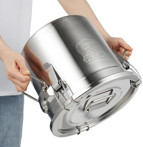 12L Luftdichter Eimer mit Deckel, Lebensmittel Edelstahl Eimer Küche Getreidebehälter, Behälter Mehlbehälter zur Lebensmittel Aufbewahrung für Reis, Mehl & Getreide
