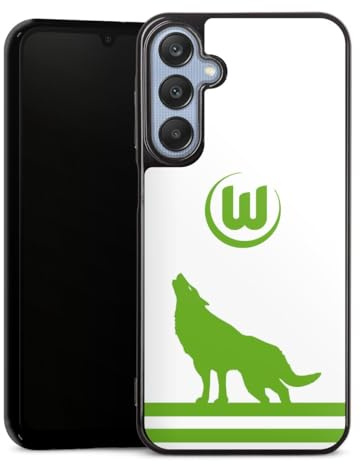 DeinDesign Silikon Hülle kompatibel mit Samsung Galaxy A25 5G Case schwarz Handyhülle VFL Wolfsburg Logo Offizielles Lizenzprodukt