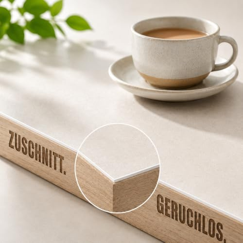 Floordirekt Tischfolie mit gerader Kante - Neo Milky – Milchweißer Tischschutz nach Maß – Polypropylen (PP) – Schutz vor Kratzern & Feuchtigkeit – Größe: 80x90 cm