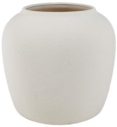 wilko Nora Large Indoor Planter, Cream, Rustic Finish, Decorative Centrepiece, 32.8 x 32.8 x 30 cm