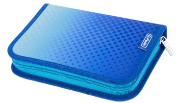 Schulmäppchen aufklappbar Herlitz Dip Dye Blau - 2 Klappen, Mit 31 Elementen, Organizer, Farbverlauf (14x20,3x3,5cm)