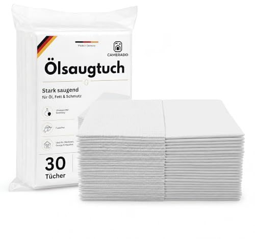 Camerado Ölsaugtücher 30er Set - fusselfreie Tücher für Pflege & Werkstatt | fusselfrei, saugstark, ideal zum Ölen, Polieren und Reinigen