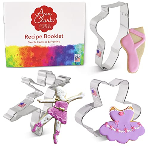 Formine per Biscotti Stampi a tema danzante 3 Pezzi, Prodotto negli Stati Uniti da Ann Clark, ballerina, tutù e scarpetta da ballo