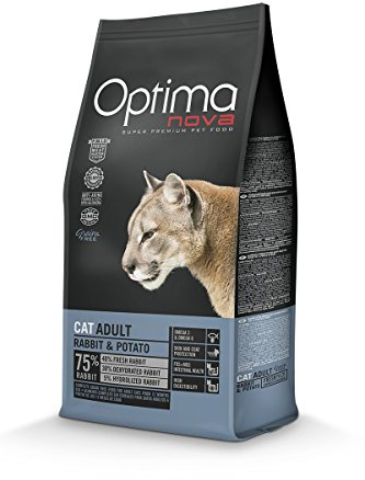 Optimanova Super Premium Katzenfutter Ausgewachsene - Trockenfutter Kaninchen und Kartoffel – 2 kg - hypoallergen – 40% Frischfleisch – Ohne Getreide - Erwachsene Katzen - ab dem 12. Monat