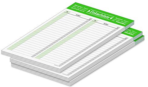 PRICARO Einkaufsliste Typo, grün, A5, 3 Stück