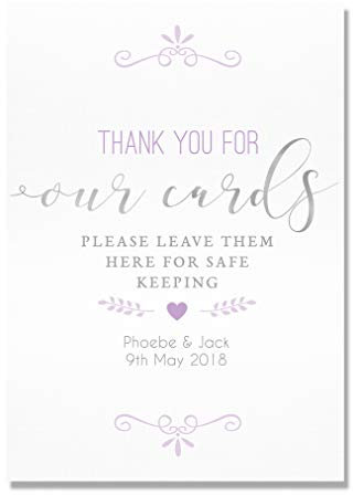 Personalised Card Table/Post Box Wedding Sign In Silver Effect, Grey and Lilac (LIS12)