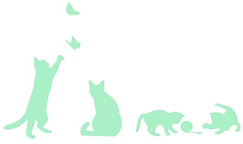 MagiDeal Leuchtend Karikatur Aufkleber Wandaufkleber Nachtlicht Kinderzimmer Deko, 4X Katze