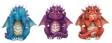 Nemesis Now B3756K8 Figur DREI Weise Dragonlinge, Kunstharz, 8,5 cm, Rot