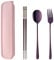 SBOMHS Cuillère Fourchette Baguettes 3 pièces Couverts de Camping 18/10 Acier Inoxydable Outdoor Couverts Idéal pour Camping,Pique-Nique, Festivals et Les Voyages(Violet)