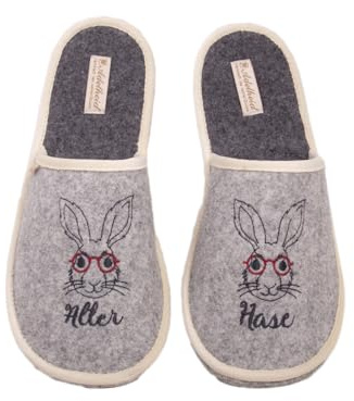 Adelheid Alter Hase Filzpantoffel - italienischer Wollfilz - hergestellt in Portugal - ein besonderes Geburtstagsgeschenk