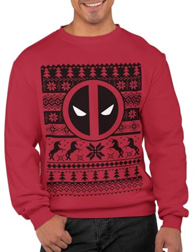 Graphic Impact Inspired Action Hero Ugly Christmas Ugly Xmas Jumper Xmas Sweatshirt Adults Unisex Sweater Christmas Jumper (Red, Large)