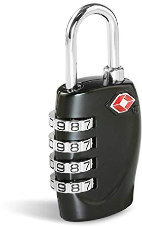 CFMOUR Suitcase Locks, TSA Approved Luggage Locks, 4-dial, Black, 1 Pcs