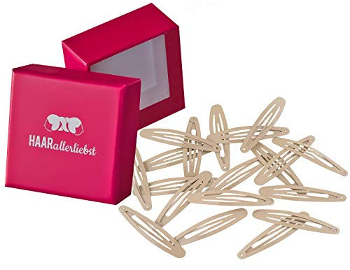 Haarallerliebst Haarspangen Oval für Kinder & Damen – 20 Stück in Beige (6 cm) inkl. Aufbewahrungsbox pink – Ideal für normales und dickes Haar