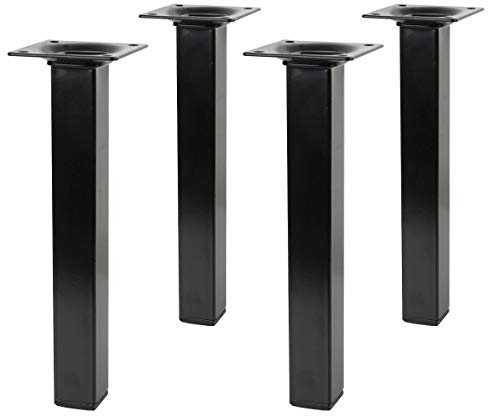 4er Set Tischstempel Schwarz Ausführung Eckig 25 x 25mm Höhe 600mm Möbelbeine