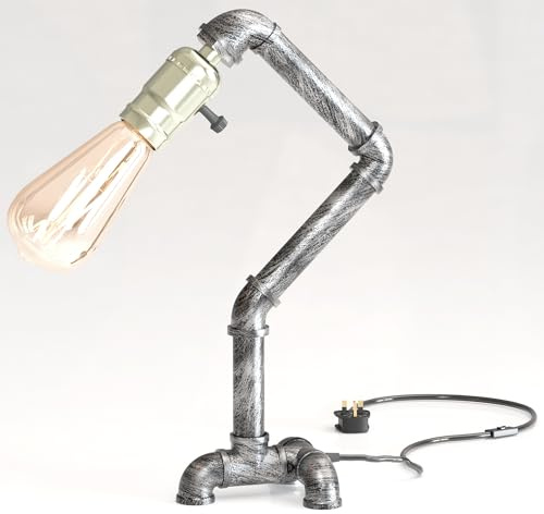 LEDSone Tischlampe im Retro-Stil, Steampunk-Stil, Vintage-Stil, Industriestahl, Wasserpfeife, Beleuchtung UK (Rustisches Kupfer)