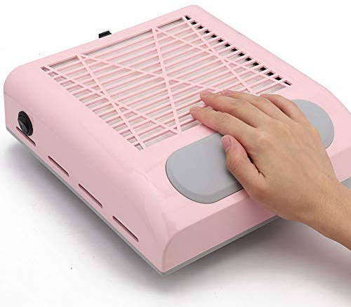 YUYTE 80W Aspirador de Uñas, Aspirador Manicura, Colector de Polvo de los Uñas Extractor de Polvo con Succión de Uñas Filtro Derramado Manicura del Vacío del Arte del Uñas(Rosado)