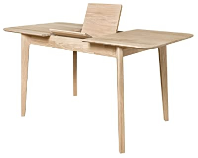 Nordic Story Esstisch France (ausziehbar) • Tisch für Küche, Esszimmer & Wohnzimmer • Massivholz (Eiche) • Eiche Gebleicht • Holztisch (120-160 x 80 x 75 cm) • 4-8 Personen