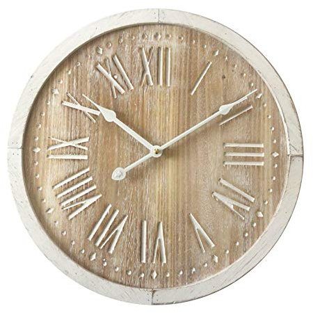 Rebecca Mobili Wanduhr, Designuhren, Retro-Stil, Hellbraun Weiß, MDF-Holz, römische Ziffern, für Geschenkidee - Maße: 40 x 40 x 4,5 cm (HxLxB) - Art. RE6463