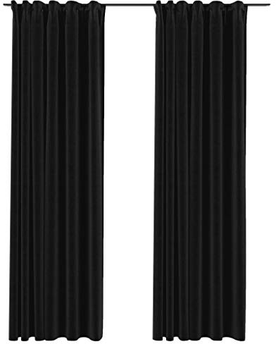 vidaXL 2X Vorhang Verdunkelung mit Haken Verdunkelungsvorhang Kräuselband Thermo Gardine Blickdicht Vorhänge Leinenoptik Anthrazit 140x225cm