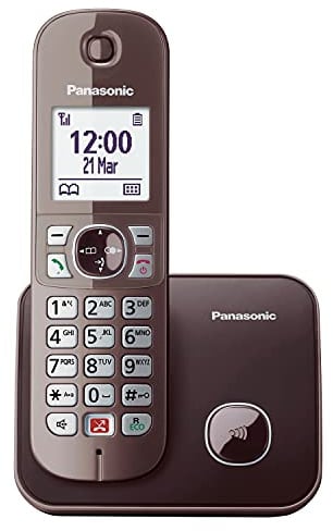 Panasonic KX-TG6851GA Schnurlostelefon (Bis zu 1.000 Telefonnummern sperren, übersichtliche Schriftgröße, lauter Hörer, Voll-Duplex Freisprechen) mocca-braun
