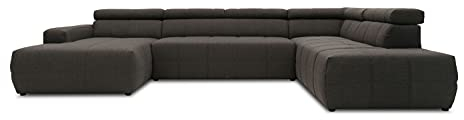 DOMO. collection Sofa Brandon, Wohnlandschaft mit Rückenfunktion in U-Form, Polsterecke, Eckgarnitur, Polstergarnitur 359 x 228 x 80 cm (BxTxH), schlamm