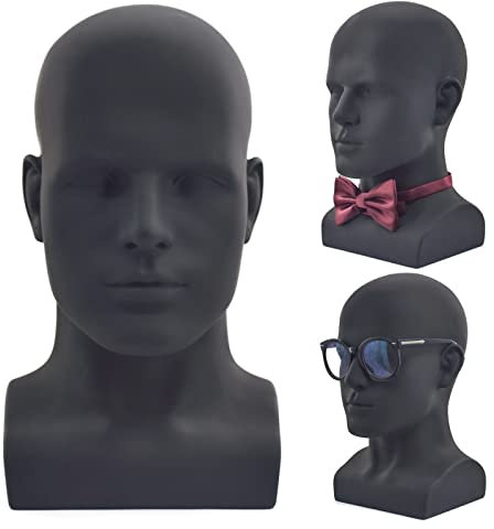 si fi Tête de mannequin en PVC noir mat pour affichage de perruque, poupées, écouteurs, console de jeu, chapeaux, perruques, bijoux (L90-Noir mat)