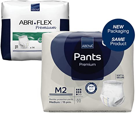 Abena Pants Premium Inkontinenzhose zum Hochziehen, Eco-Label, Inkontinenzhose für Damen und Herren, diskret, schützend, atmungsaktiv, bequem, Größe M 2, Taille 80–110 cm, Saugfähigkeit 1900 ml, 15