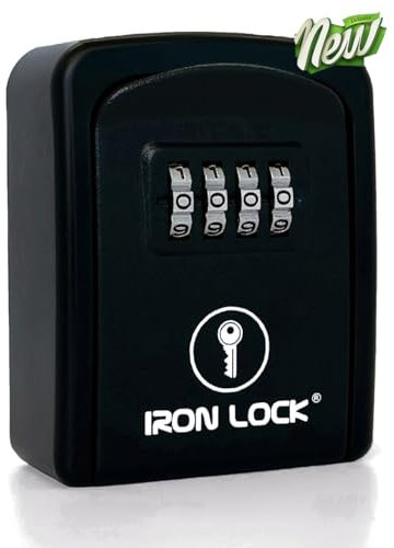 Iron Lock® - Caja de bloqueo de llaves de montaje en pared con combinación de 4 dígitos, código reiniciable, interruptor A B y capacidad de 5 llaves, caja de seguridad impermeable para interiores y