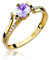 Damen Ring 585 14k Gold Gelbgold echt Amethyst Edelstein Diamanten Brillanten