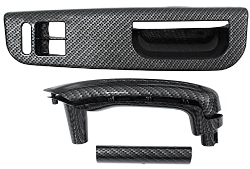 Türgriff Blenden Innentürgriff Verkleidung Innenverkleidung Fensterheber Abdeckung Türgriffverkleidung Zuziehgriff Innen Tür Blende Griff Fensterschalterblende carbon vorne links für Golf 4 für Bora