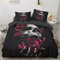 Luowei Totenkopf Bettwäsche 200x220 Gothic Skull Rosen Bettbezug Set Weiche Komfort Microfaser Bettwäsche 3 teilig mit Reißverschluss und 2 Kissenbezüge 80×80 cm